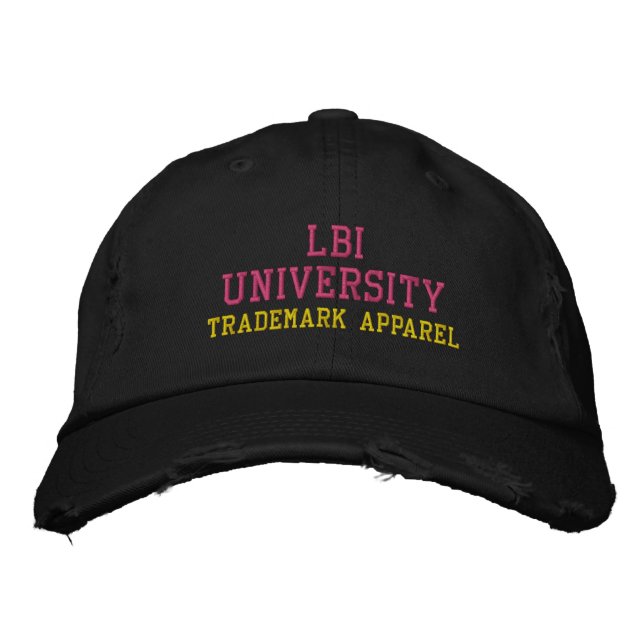 LBI UNIVERSITY TRADEMARKIERT BESTICKTE BASEBALLKAPPE (Vorderseite)