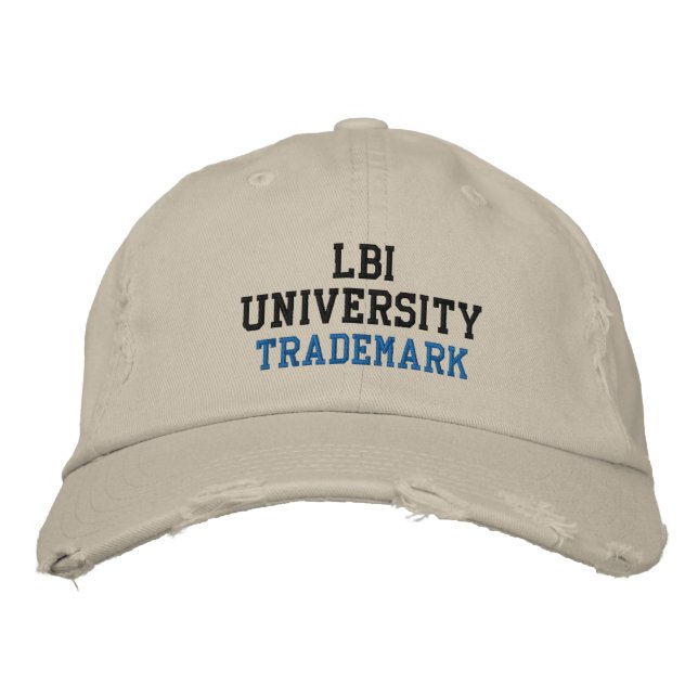 LBI UNIVERSITY TRADEMARKIERTER EMBROIDERIERTER HAT BESTICKTE BASEBALLKAPPE (Vorderseite)