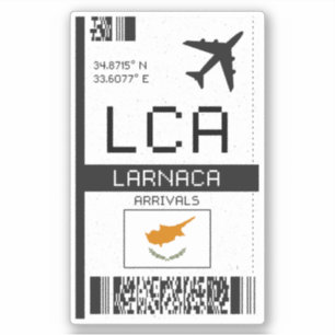 LCA Larnaca Boarding Pass - Zypern Airport Travel Aufkleber