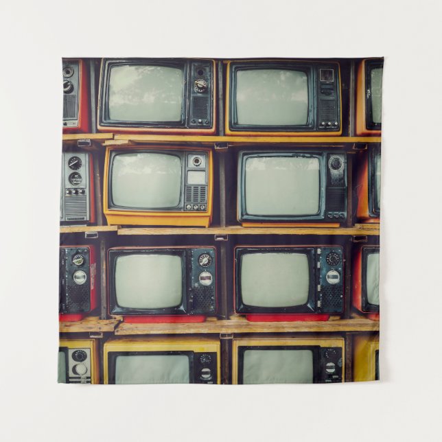 LCD-Bildschirm für das alte Retro-Fernsehen Wandteppich (Vorderseite)