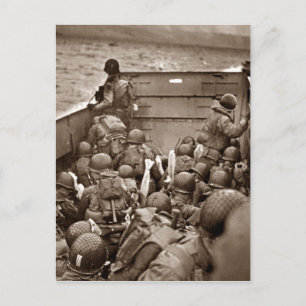 LCI und Soldaten Omaha Beachhead Postkarte
