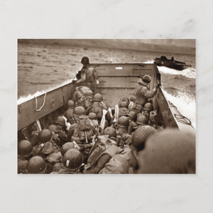 LCI und Soldaten Omaha Beachhead Postkarte