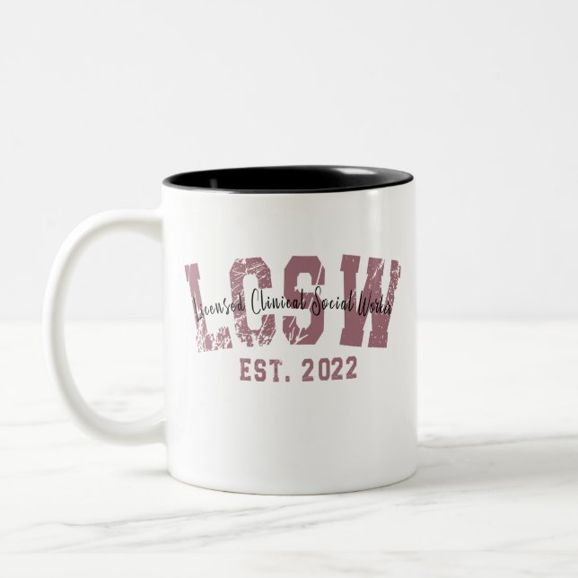 LCSW Abschluss 2022 lizenzierte klinische Sozialar Zweifarbige Tasse (Links)