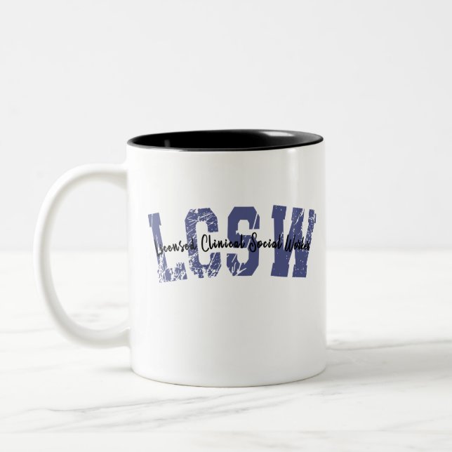 LCSW Appreciation, Licensed Clinical Social Worker Zweifarbige Tasse (Links)