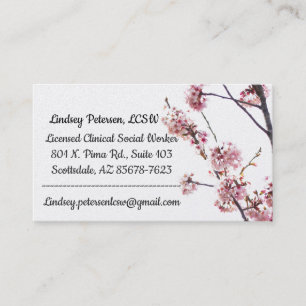 LCSW Business Card Blooming Cherry Tree Visitenkarte