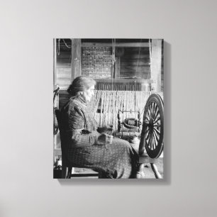 LD OMAN SING sPINNING HEEL 1930S FOTOGRAPH Leinwanddruck