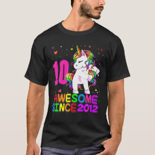 Ld Unicorn Flossing 10th Birthday Girl Unicorn T-Shirt