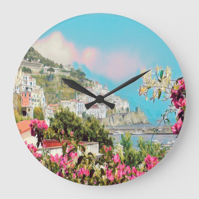 ldp AMALFI - Panorama - Küste von Amalfi - Große Wanduhr (Vorderseite)