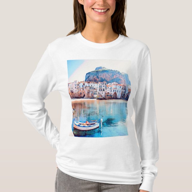 ldp CEFALæ- Sizilien - Strand - Panorama T-Shirt (Vorderseite)