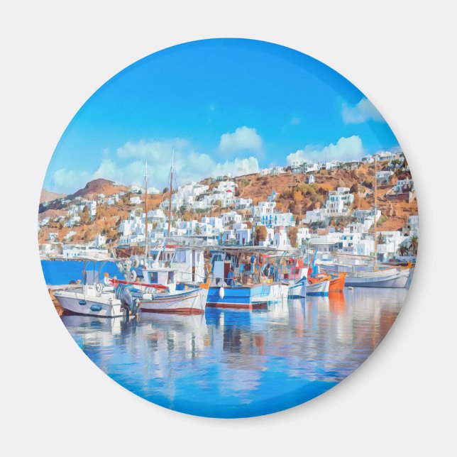 ldp MYKONOS - Fischerboote - Hafen - Panorama Magnet (Vorne)