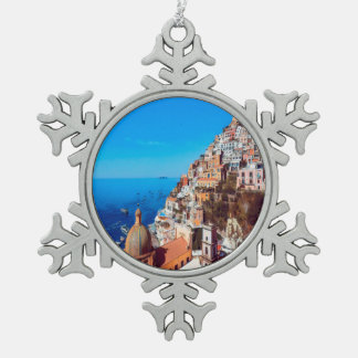 ldp POSITANO - Amalfi Küste - Panorama Schneeflocken Zinn-Ornament