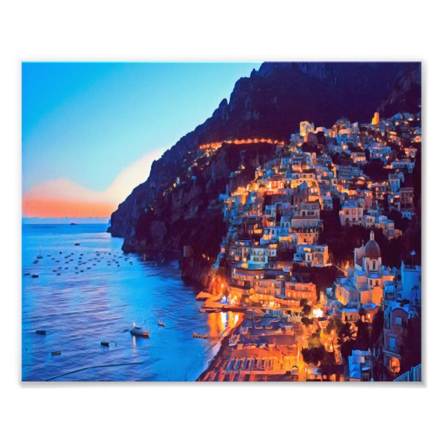 ldp POSITANO Amalfi Küste - Sonnenuntergang durch  Fotodruck (Vorne)
