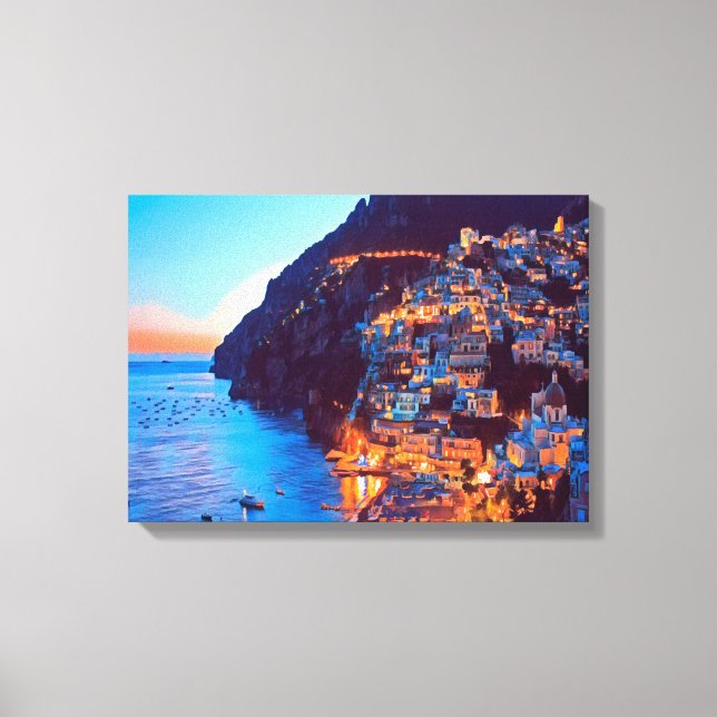 ldp POSITANO Amalfi Küste - Sonnenuntergang durch  Leinwanddruck (Vorderseite)