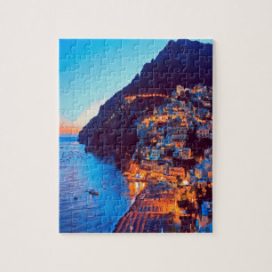 ldp POSITANO Amalfi Küste - Sonnenuntergang durch  Puzzle