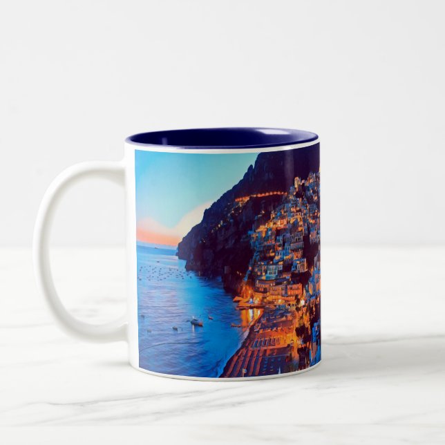ldp POSITANO Amalfi Küste - Sonnenuntergang durch  Zweifarbige Tasse (Links)