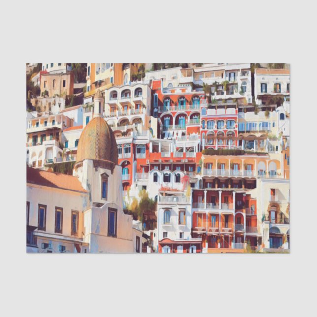 ldp POSITANO - Stadt - Kirche Santa Maria Assunta  Seidenpapier (Vorderseite)