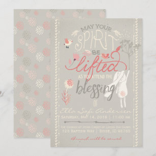 LDS BABY SESSING INVITATION Floral Girl Bunny Einladung