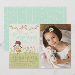 LDS BAPTISM FOTO INVITATION Hübsche Blütenmädche Einladung