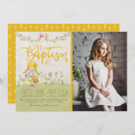 LDS BAPTISM FOTO INVITATION | Niedliche Blütenmädc Einladung