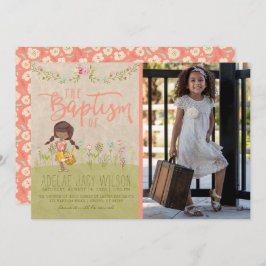 LDS BAPTISM FOTO INVITATION | Vintage Blütenmädche Einladung