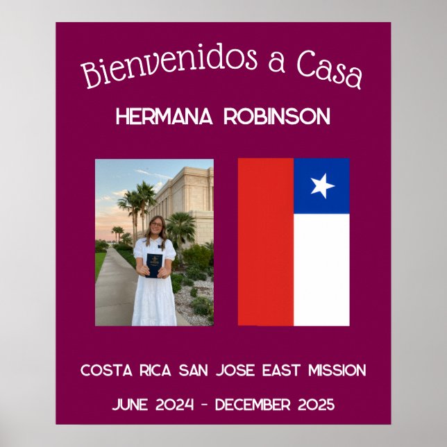 LDS Missionary Welcome Home Custom Spanish Poster  (Vorne)