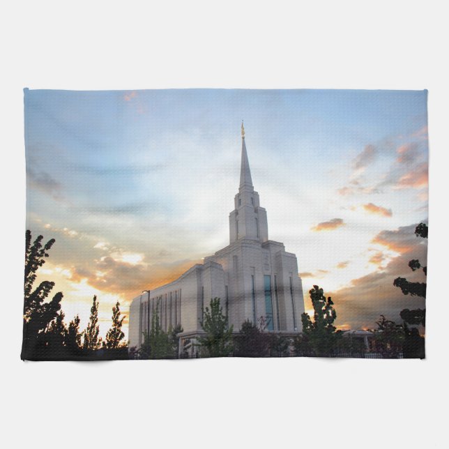 LDS mormon Oquirrh Mountain Utah Tempel Geschirrtuch (Horizontal)