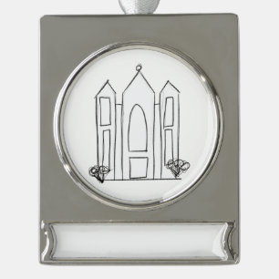 LDS Salt Lake City Tempel Banner-Ornament Silber