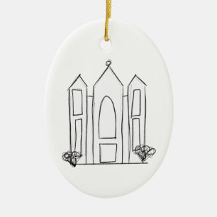 LDS Salt Lake City Tempel einfacher moderner Mormo Keramik Ornament