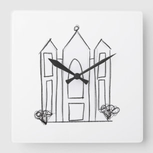 LDS Salt Lake City Tempel einfacher moderner Mormo Quadratische Wanduhr