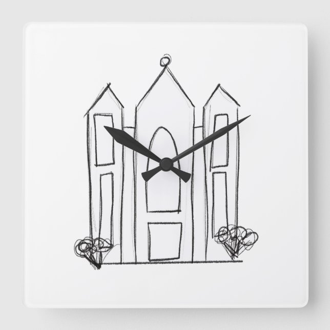 LDS Salt Lake City Tempel Quadratische Wanduhr (Vorderseite)
