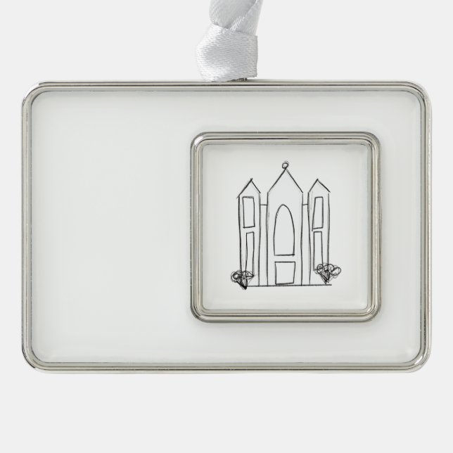 LDS Salt Lake City Tempel Rahmen-Ornament Silber (Vorderseite)