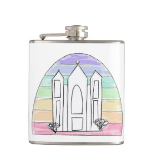 LDS Salt Lake City Tempel Regenbogen Sonnenunterga Flachmann