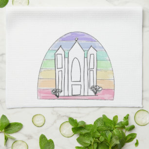 LDS Salt Lake City Tempel Regenbogen Sonnenunterga Geschirrtuch