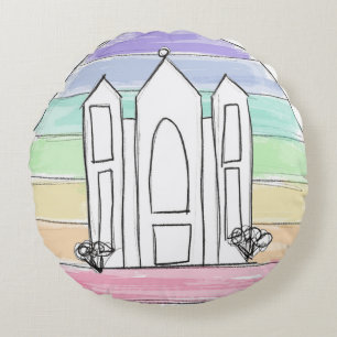 LDS Salt Lake City Tempel Regenbogen Sonnenunterga Rundes Kissen
