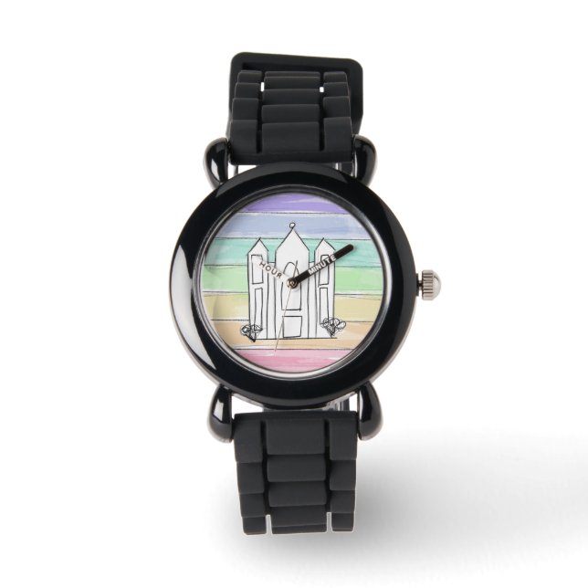 LDS Salt Lake City Tempel Regenbogenmormon Armbanduhr (Vorderseite)