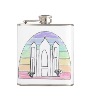 LDS Salt Lake City Tempel Regenbogenmormon Flachmann