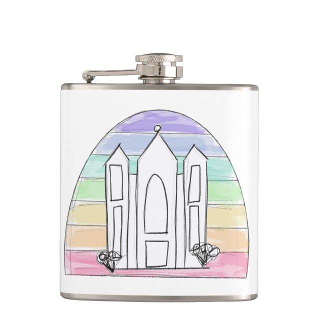 LDS Salt Lake City Tempel Regenbogenmormon Flachmann (Vorderseite)