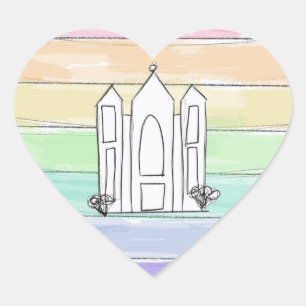 LDS Salt Lake City Tempel Regenbogenmormon Herz-Aufkleber