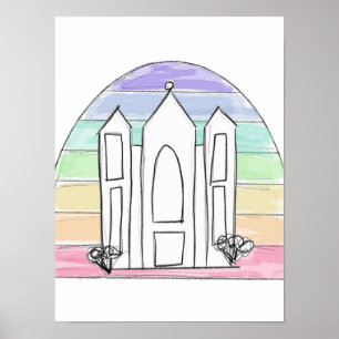 LDS Salt Lake City Tempel Regenbogenmormon Poster