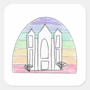 LDS Salt Lake City Tempel Regenbogenmormon Quadratischer Aufkleber