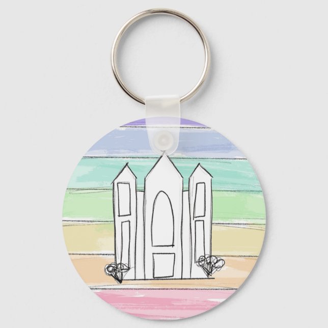 LDS Salt Lake City Tempel Regenbogenmormon Schlüsselanhänger (Vorderseite)