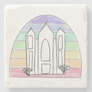 LDS Salt Lake City Tempel Regenbogenmormon Steinuntersetzer