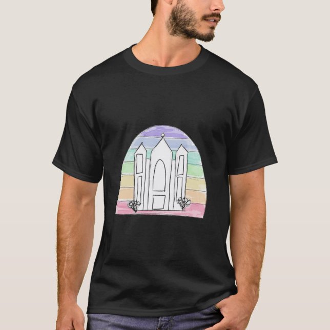 LDS Salt Lake City Tempel Regenbogenmormon T-Shirt (Vorderseite)