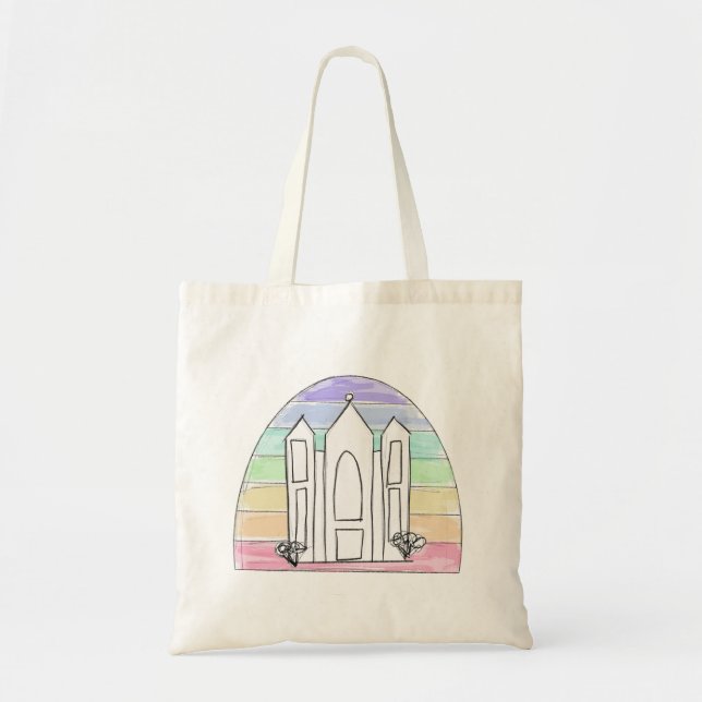 LDS Salt Lake City Tempel Regenbogenmormon Tragetasche (Vorne)