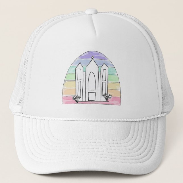 LDS Salt Lake City Tempel Regenbogenmormon Truckerkappe (Vorderseite)