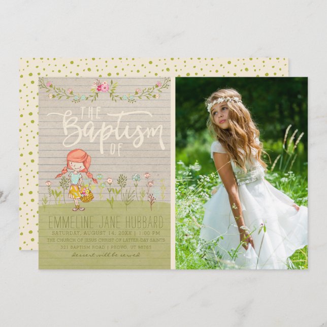 LDS TAUFE-FOTO-EINLADUNG | EINLADUNG (Vorne/Hinten)