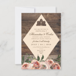 LDS TEMPLE SEALINGKARTE | Rustikales Holz Blush Einladung