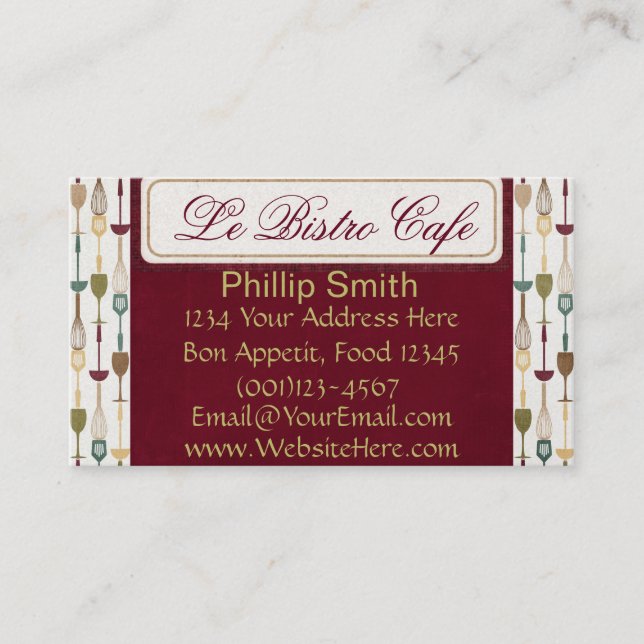 Le Bistro Café Business Cards Visitenkarte (Vorderseite)