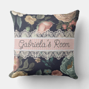 Le Boudoir Noir Vintage-Spitze und Stoff Kissen