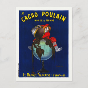 Le Cacao Poulain France Vintage Poster 1911 Postkarte